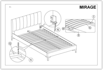 Кровать Signal MIRAGE VELVET TAP. 186 черный/золотой 160/200