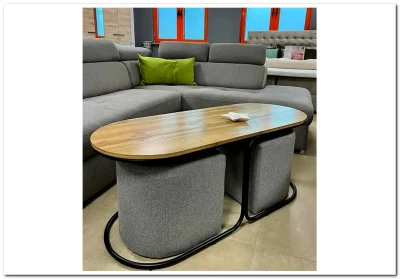 Комплект Signal DUAL, стол журнальный + 2 пуфа (дуб артизан/черный/серый)