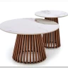Стол журнальный Halmar CARINA S (бежевый мрамор/орех)