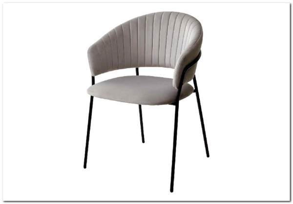 Стул ГЕММА цвет светло-серый #H09 велюр / черный каркас