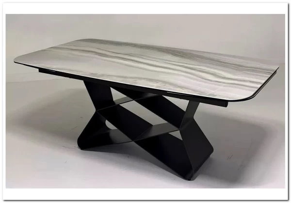 Стол ABSALON 180 ICE AGATE, керамика, стекло / Шоколадное золото каркас, ®DISAUR