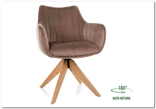 Стул кухонный Signal AZALIA D Velvet Bluvel 40 поворотный (темно-бежевый/дуб)