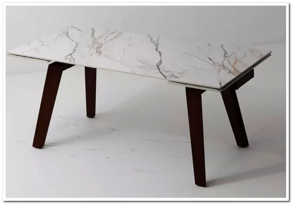 Стол BETIS 180 MATTE GILDED WHITE SOLID CERAMIC / Орех, ®DISAUR