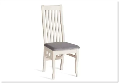 Стул DOLCE мягкое сидение бук, ivory white, велюр Tenerife Ultimate grey