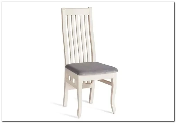 Стул DOLCE мягкое сидение бук, ivory white, велюр Tenerife Ultimate grey