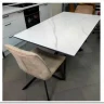 Стол обеденный Halmar DIESEL раскладной (белый мрамор/темно-серый/черный)