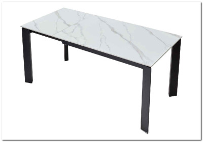 Стол CORNER 120 MATT WHITE MARBLE SOLID CERAMIC / BLACK