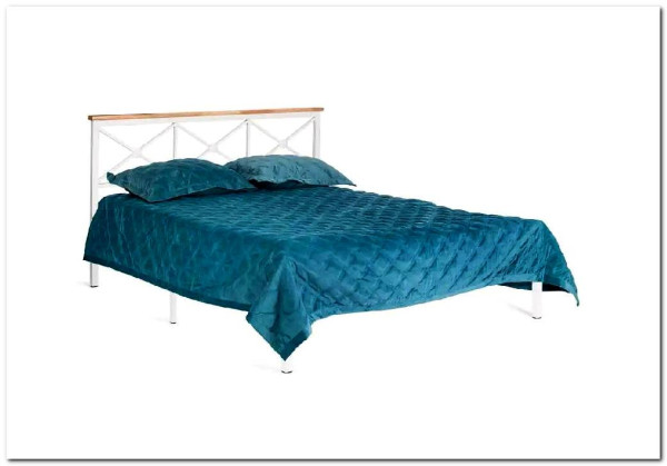 Купить Кровать Iris (mod.9311) дерево гевея/металл, 160*200 см (Queen bed), Белый (White) с доставкой по России по цене производителя можно в магазине Другая Мебель в Краснодаре