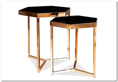 Комплект Signal MILOS, 2 стола журнальных черный/шампанское